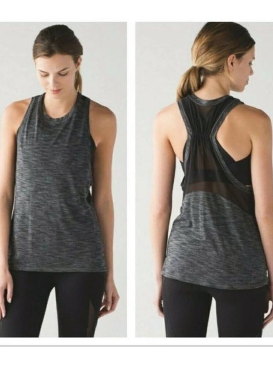lululemon athletica Tops - Lululemon Work the Circuit Tank Bra Charcoal Grey Racerback Active 6